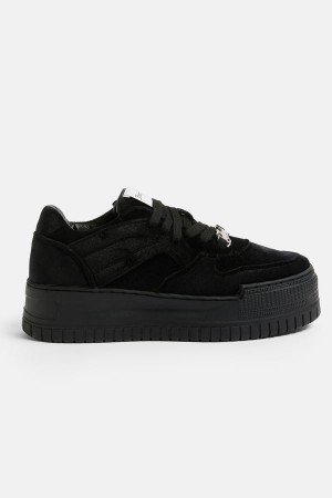 Juicy Couture Stacked Velvet Sneaker Black | JC-SN652186